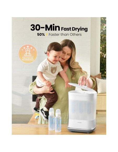 Esterilizador de Biberones Eléctrico HAUTURE 6-en-1 Blanco