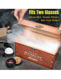 Kit de Ahumador de Cócteles KUZKUZY con 6 Sabores de Madera 2
