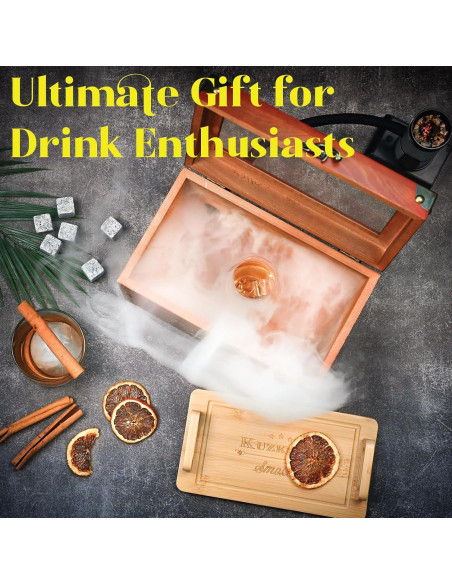 Kit de Ahumador de Cócteles KUZKUZY con 6 Sabores de Madera