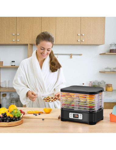 Deshidratadora de Alimentos COOCHEER 400W 8 Bandejas Negra