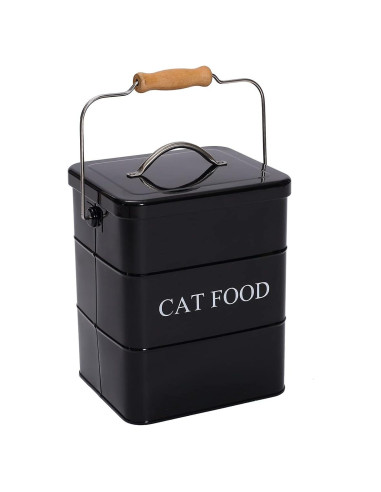 Contenedor de Almacenamiento de Comida para Gatos Geyecete 6L Negro