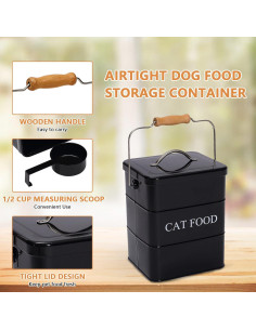 Contenedor de Almacenamiento de Comida para Gatos Geyecete 6L Negro 2