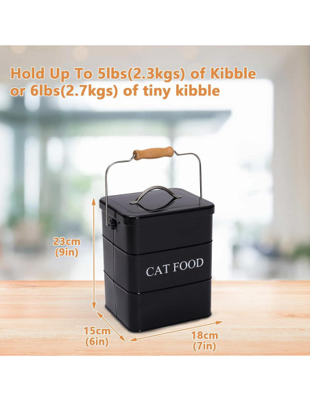 Contenedor de Almacenamiento de Comida para Gatos Geyecete 6L Negro