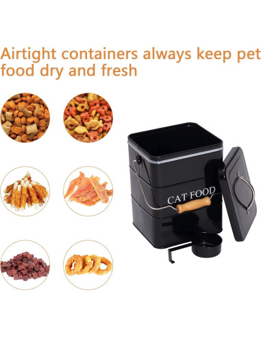 Contenedor de Almacenamiento de Comida para Gatos Geyecete 6L Negro