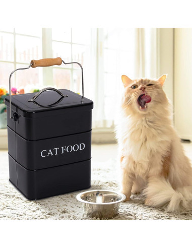Contenedor de Almacenamiento de Comida para Gatos Geyecete 6L Negro