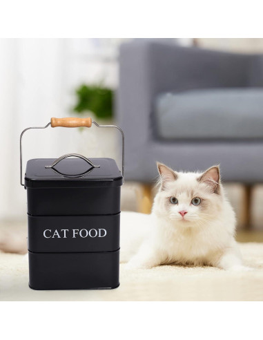Contenedor de Almacenamiento de Comida para Gatos Geyecete 6L Negro