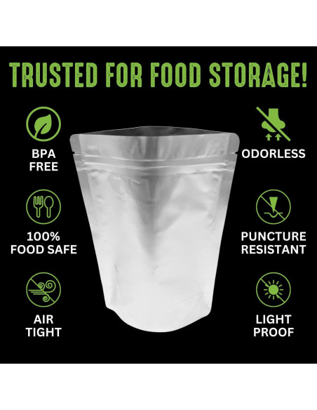 50 Bolsas Mylar Sophos Survival 2 Cuartos 7 Mil Reutilizables