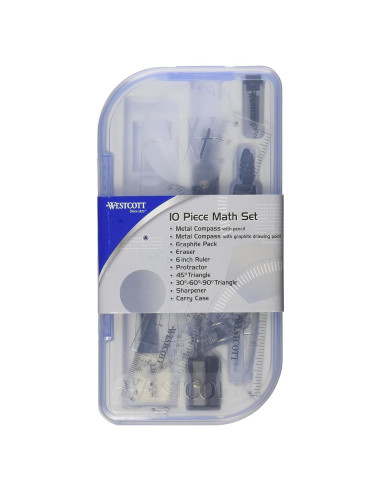 Juego de Matemáticas 10 Piezas Westcott - Regla, Compases y Más