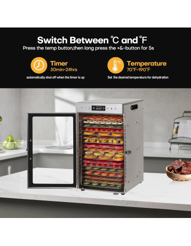 Deshidratadora de Alimentos Panana GGJ-18, 18 Bandejas Acero Inoxidable