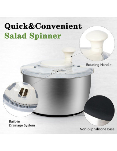 Centrifugadora de Ensalada NIOSAVM 5Qt Acero Inoxidable