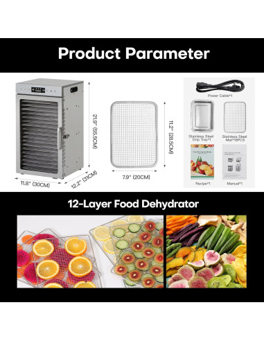 Deshidratadora de Alimentos Panana GGJ-18, 18 Bandejas Acero Inoxidable