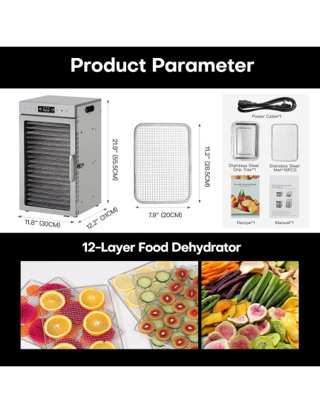 Deshidratadora de Alimentos Panana GGJ-18, 18 Bandejas Acero Inoxidable