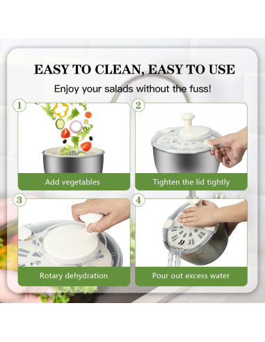 Centrifugadora de Ensalada NIOSAVM 5Qt Acero Inoxidable