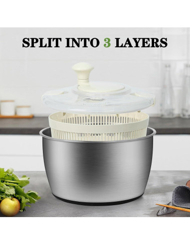 Centrifugadora de Ensalada NIOSAVM 5Qt Acero Inoxidable