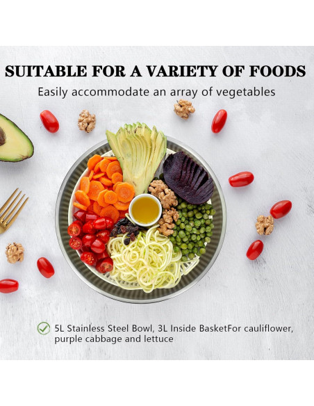 Centrifugadora de Ensalada NIOSAVM 5Qt Acero Inoxidable