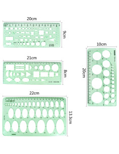 Plantillas Geométricas BronaGrand 4 Piezas Plástico Verde 2