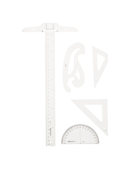 Juego de Dibujo Westcott SK-52 - T-square, Transportador y Triángulos