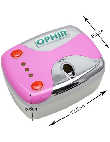 Kit Aerógrafo para Uñas OPHIR Rosa con 12 Tintas y Compresor