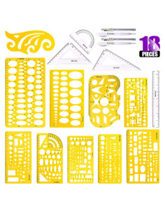 Kit de Plantillas Geométricas Swpeet 18 Piezas con Lápices