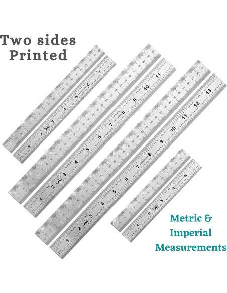 Conjunto de 4 Reglas de Acero Inoxidable Mr. Pen 15-35 cm