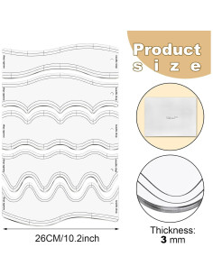 5 Plantillas de Acolchado Acrílico Sinload 26 cm Diseño Ola 2