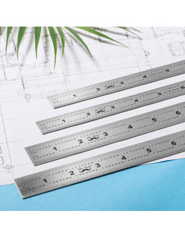 Conjunto de 4 Reglas de Acero Inoxidable Mr. Pen 15-35 cm