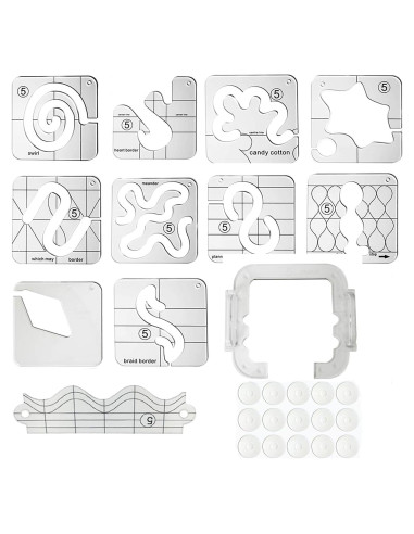 11 Piezas Plantillas de Acolchado Bequilter con Marco y Anillos