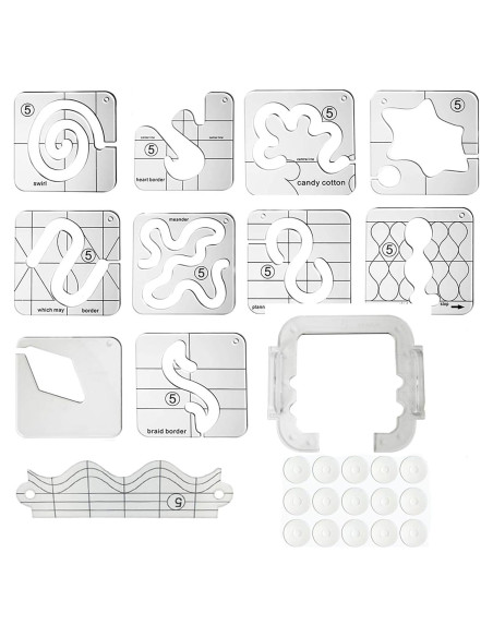 11 Piezas Plantillas de Acolchado Bequilter con Marco y Anillos