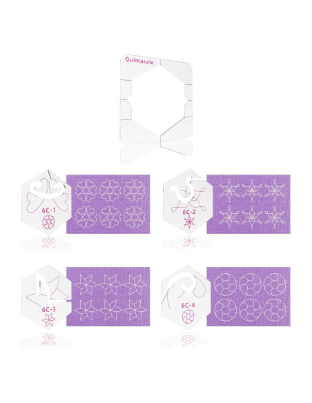 Plantillas de Acolchado Quimarale 4PCS Diseño Flores 19.81cm
