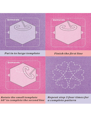 Plantillas de Acolchado Quimarale 4PCS Diseño Flores 19.81cm