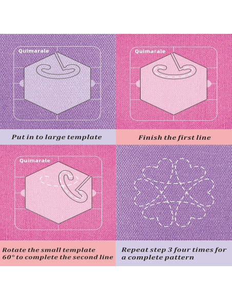 Plantillas de Acolchado Quimarale 4PCS Diseño Flores 19.81cm