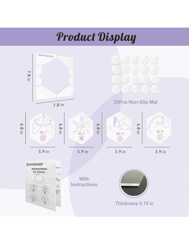 Plantillas de Acolchado Quimarale 4PCS Diseño Flores 19.81cm