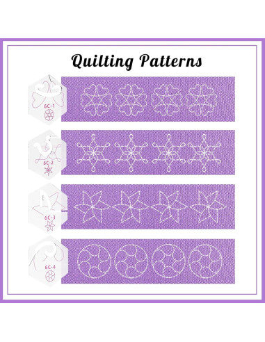 Plantillas de Acolchado Quimarale 4PCS Diseño Flores 19.81cm