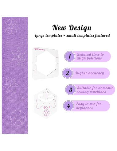 Plantillas de Acolchado Quimarale 4PCS Diseño Flores 19.81cm