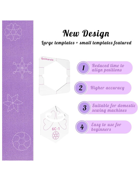 Plantillas de Acolchado Quimarale 4PCS Diseño Flores 19.81cm