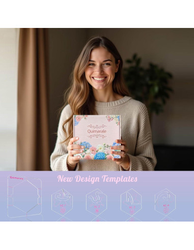 Plantillas de Acolchado Quimarale 4PCS Diseño Flores 19.81cm