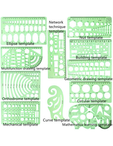 12 Plantillas Geométricas CFTfabMS para Dibujo y Diseño