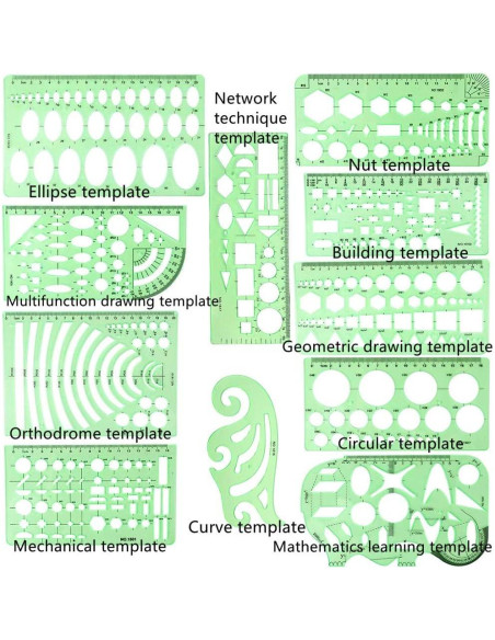 12 Plantillas Geométricas CFTfabMS para Dibujo y Diseño 12 Plantillas Geométricas CFTfabMS para Dibujo y Diseño