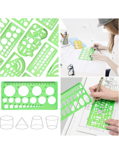 12 Plantillas Geométricas CFTfabMS para Dibujo y Diseño