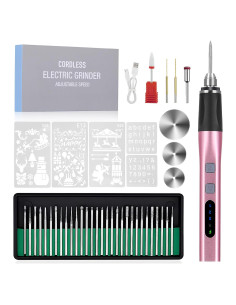 Bolígrafo Eléctrico de Grabado URPIRE Rosa 37 Puntas Inalámbrico