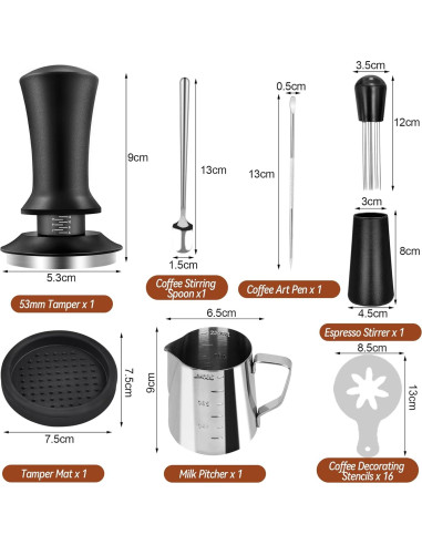 Juego de Tamper de Café Espresso Yeelan 22 Piezas 53mm