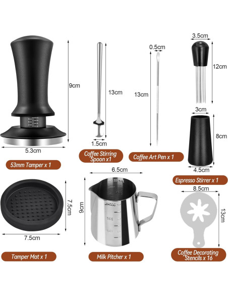 Juego de Tamper de Café Espresso Yeelan 22 Piezas 53mm
