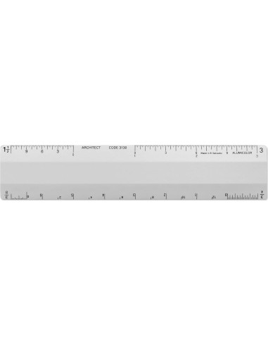 Escala de Regla Arquitecto Alumicolor 15.24 cm 4 Biseles Plata