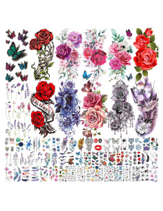 66 Hojas Tatuajes Temporales Florales Shegazzi 3D Acuarela