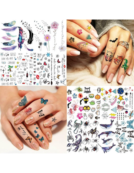 66 Hojas Tatuajes Temporales Florales Shegazzi 3D Acuarela