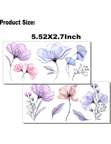 Tatuajes Temporales Tazimi 16 Hojas Flores Acuarela Mujer