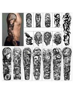 Tatuajes Temporales Extra Grandes Yazhiji 16 Hojas 58x18cm