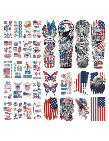 Tatuajes Temporales Bandera EE. UU. CUTELIILI - Día de la Independencia