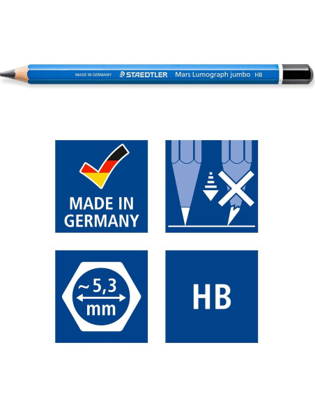 Set de 5 lápices de dibujo Jumbo Staedtler Lumograph HB 3B 4B 6B 8B Set de 5 lápices de dibujo Jumbo Staedtler Lumograph HB 3B 4B 6B 8B