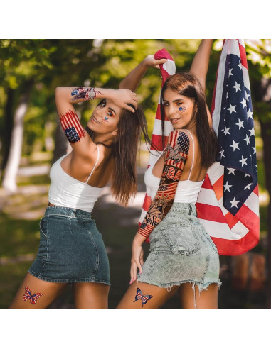 Tatuajes Temporales Bandera EE. UU. CUTELIILI - Día de la Independencia